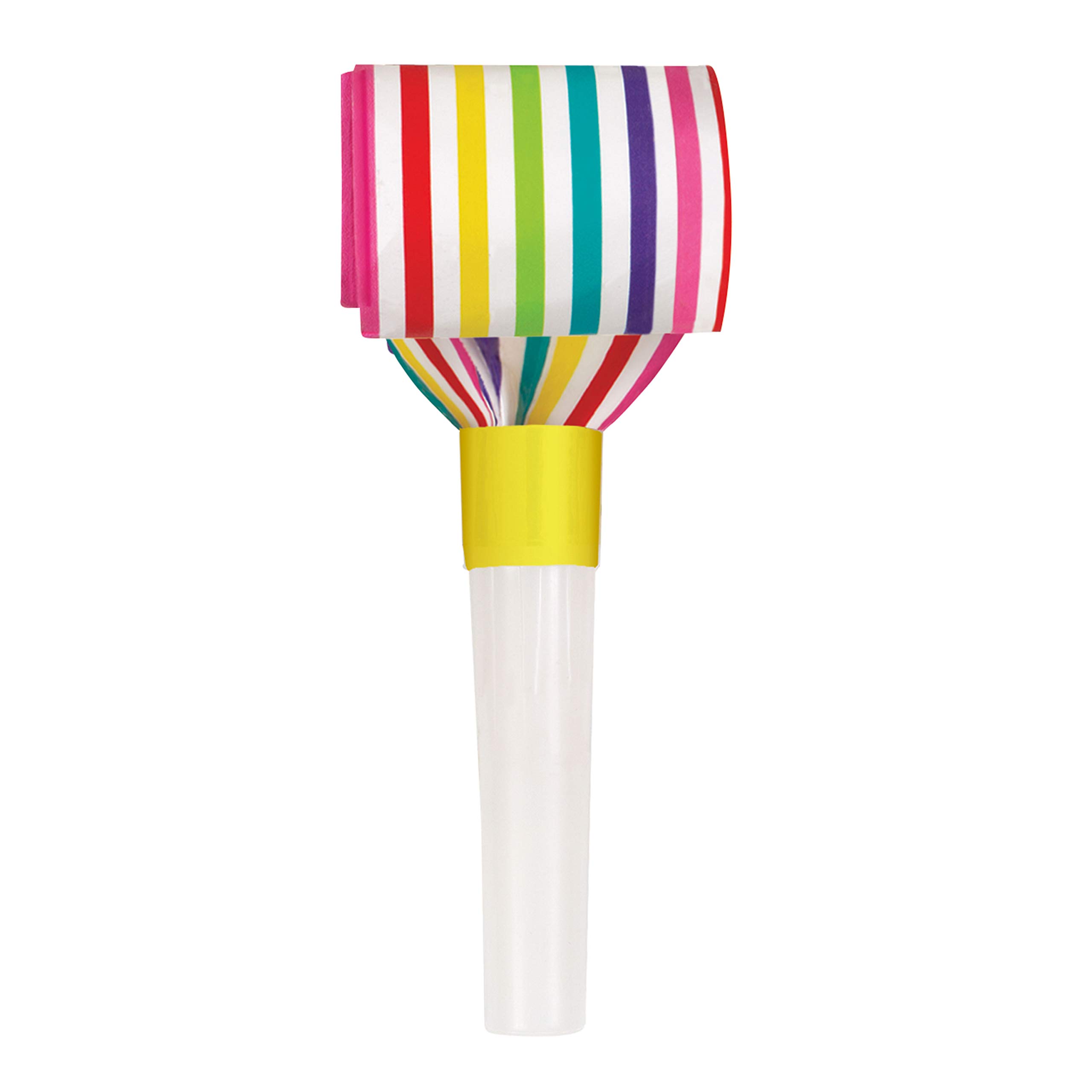 Vibrant Rainbow Stripe Squawker Blowouts - Colorful, Fun & Festive Party Noisemakers - Perfect for Celebrations & Events - 8ct