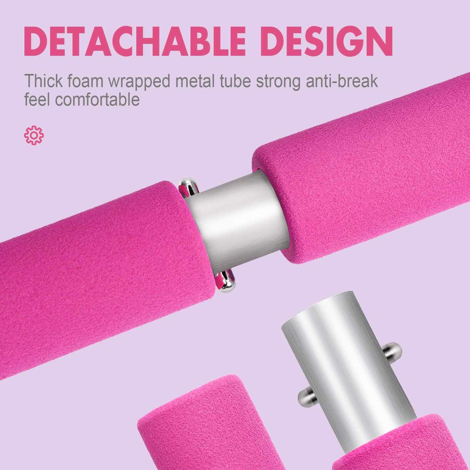 Max4out Pilates Bar Kit Portable Pilates Stick for Home Gym Improve Fitness, Build Muscle, Strength Exercises, Pink : Sports & Outdoors