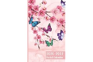 Pocket Calendar 2026-2027 for Purse: 2 Year Monthly Planner from January 26 to December 27 with Holidays, Butterfly and Flowe