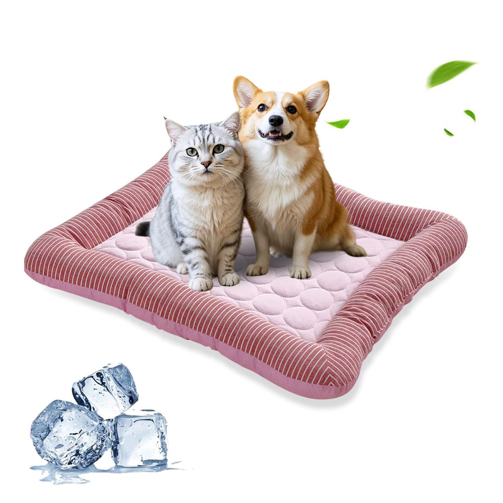 PETCUTE Cooling Pad Bed for Dogs Cats Puppy Kitten Cooling Mat Pet Cooling Mat Pad Cool Blanket Dog Bed Ice Silk Material Soft for Summer Sleeping Dog Bed Pink Medium