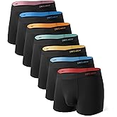 DAVID ARCHY Mens Trunks Underwear Bamboo Rayon 7-Pack, Breathable & Cool Boxer Briefs with Support Pouch
