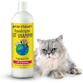 earthbath Hypoallergenic Cat Shampoo, Made in USA, 16 fl oz (1 Pack) | Gentle Fragrance Free Cat Shampoo for Allergies and Sensitive Skin