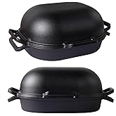 Crucible Cookware Cast Iron Bread Pan with Lid (Pre-Seasoned) with Loop Handles – XL – Oven Safe Form for Baking and Cooking,