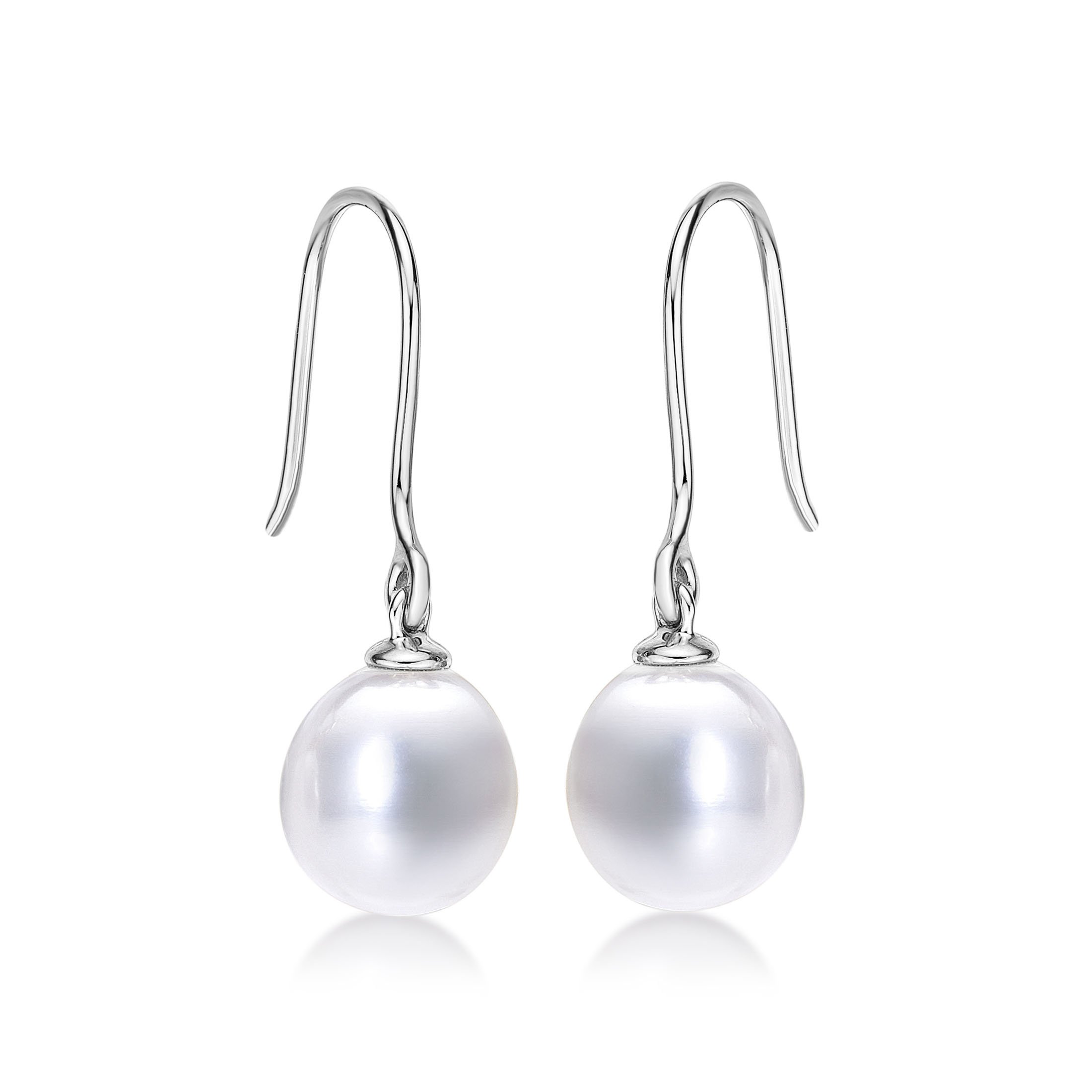 Diamond Treats Lustrous Pearl Drop Earrings, Real White Freshwater Drop Pearls set in 925 Sterling Silver. These Dangling Pearl Earrings are a Lovely Gift for Her