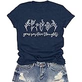 LuxLass Inspirational Tshirts for Women Grow Positive Thoughts Shirt Cute Floral Tee Motivational Tops