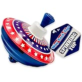 Way Back Toys Spinning Top, Novelty Easy to Spin Toy, Hand Spinner Gyro | Retro Spinning Toy for ages 3 and up, Colorful Red White and Blue Pattern
