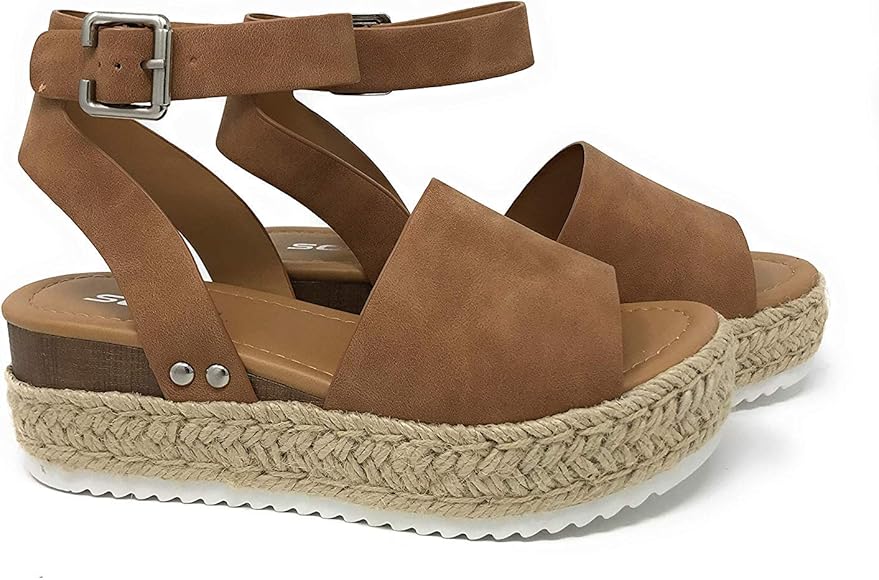 soda women's open toe ankle strap espadrille sandal