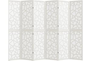 HOMCOM 6 Panel Room Divider, 5.6 FT Freestanding Folding Privacy Screen with Geometric Pattern, Lightweight Partition Wall Di