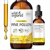 Wild & Organic Pine Pollen Tincture - Antioxidant & Immune Support - Pine Pollen Extract Drops - Vegan, Sugar & Alcohol-Free Liquid Supplement - 2 fl oz
