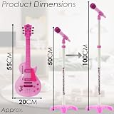 Magic Toy Shop Kids Guitar Microphone Set Pink 6 Strings Demo Songs Stand Ages view 5