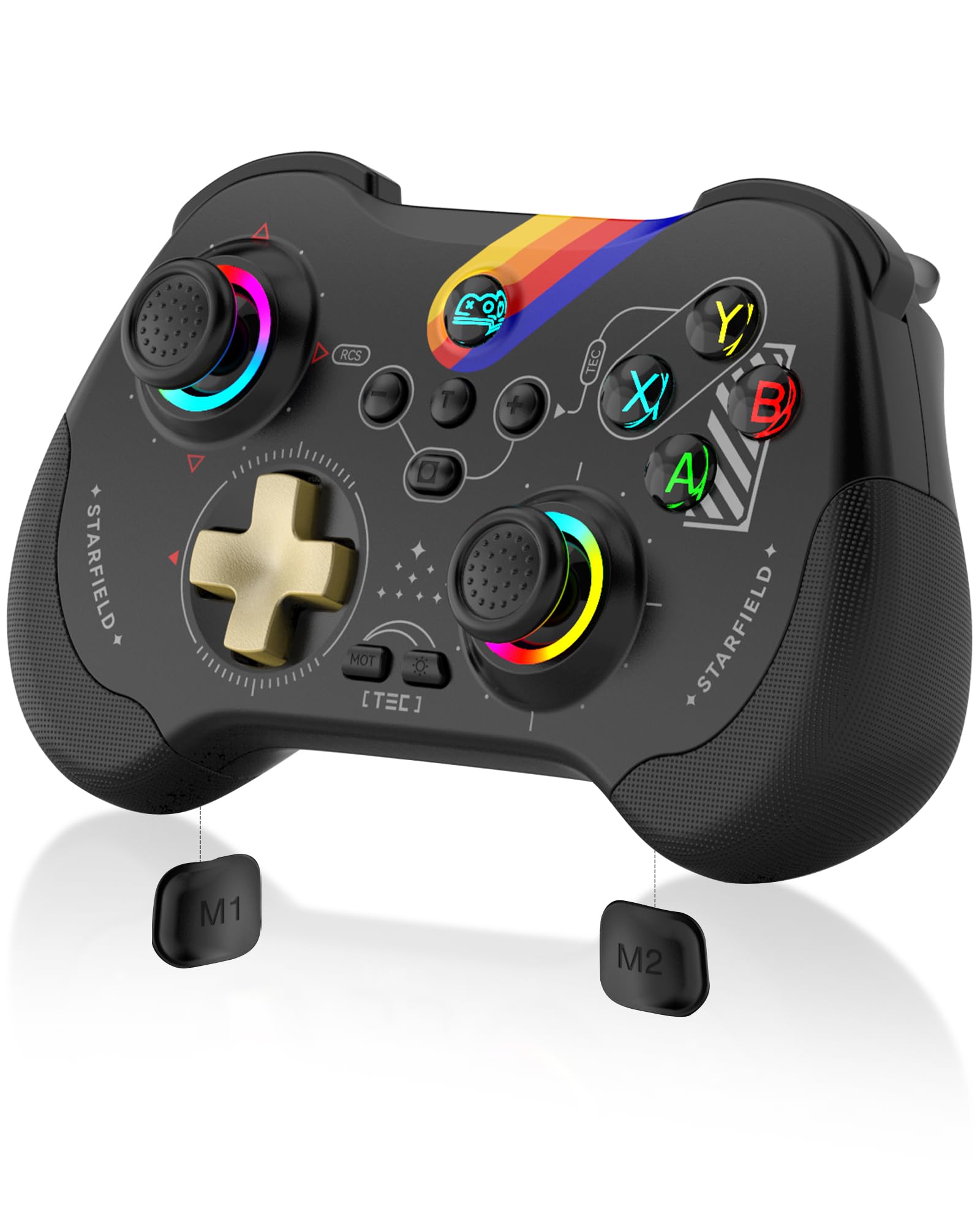Joso Mobile Gaming Controller for iPad/iPhone/Tablet, Cloud Controller Remote Joystick for iOS/Android, Wireless Switch Controller with Macro Buttons/Hall-Rocker/Hall-Trigger - Starry Star Black
