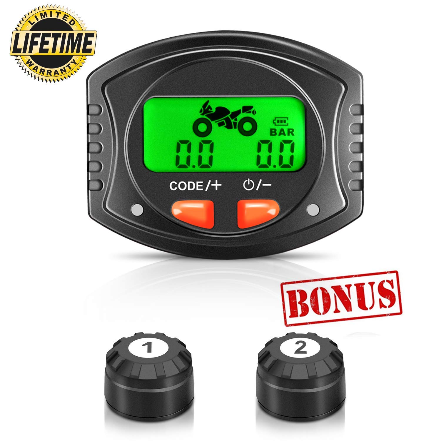 Tymate TPMS Tire Pressure Wireless System for Motorcycle 5 Alarm Modes