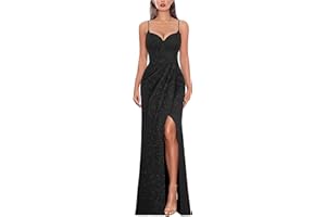 VFSHOW Womens Sexy Formal Ruched Fitted High Slit Bodycon Maxi Dress Spaghetti Strap Sweetheart Cocktail Prom Evening Gown