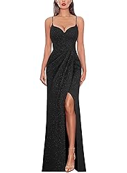 VFSHOW Womens Sexy Formal Prom Ruched Hight Slit