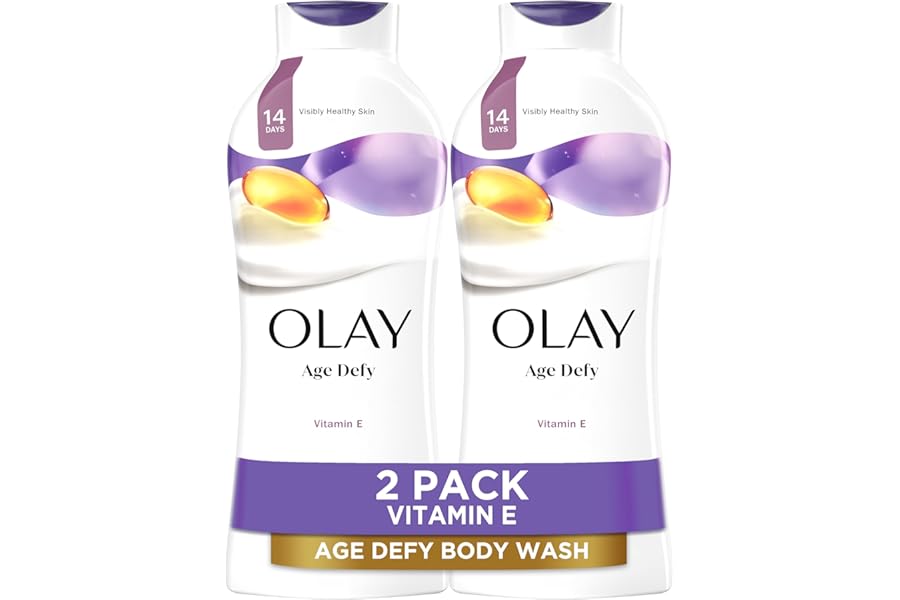 Olay Body Wash for Women, Age Defying with Vitamin E, 24hr Moisturizing, Hydrating & Refreshing, B3 Vitamin Complex, Free of Parabens & Phthalates, For All Skin Types, Scented, 22 fl oz (Pack of 2)