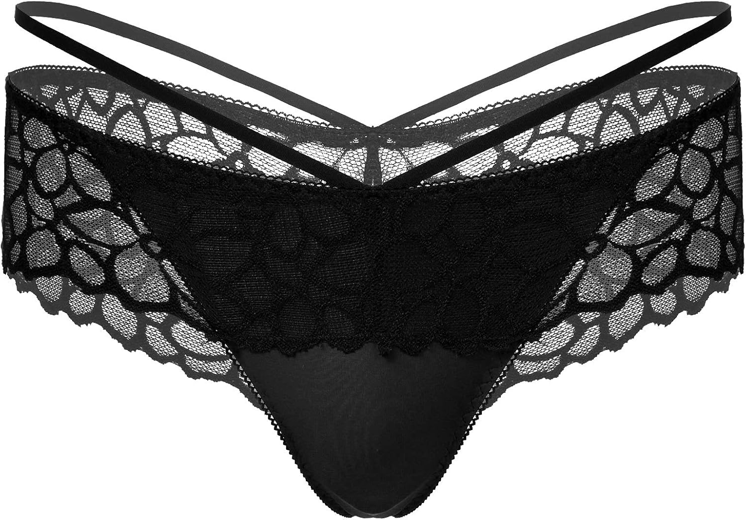 easyforever Men Sissy Skirted Pouch Panties Floral Lace Thongs G-String