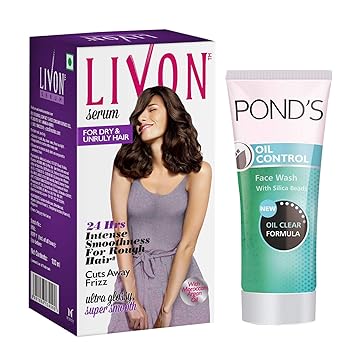 Livon Serum For Dry & Unruly Hair, 100 ml with Free Ponds Oil Control Face Wash, 50 gm