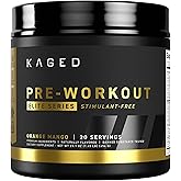 Kaged Pre Workout Elite Stim Free Powder | Orange Mango | Pre-Workout with Creatine, Beta Alanine, L-Citrulline, BCAAs | Caffeine Free | Pre Supplements for Men & Women | 20 Servings