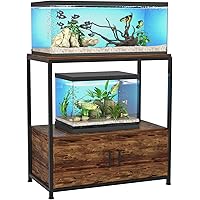 Fish Tank Stand for 20-29 Gallon Aquarium, Metal Wood Aquarium Heavy Duty Stand with Cabinet Accessories Storage for Home Dec