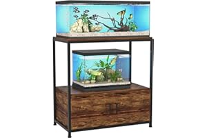 Fish Tank Stand for 20-29 Gallon Aquarium, Metal Wood Aquarium Heavy Duty Stand with Cabinet Accessories Storage for Home Dec