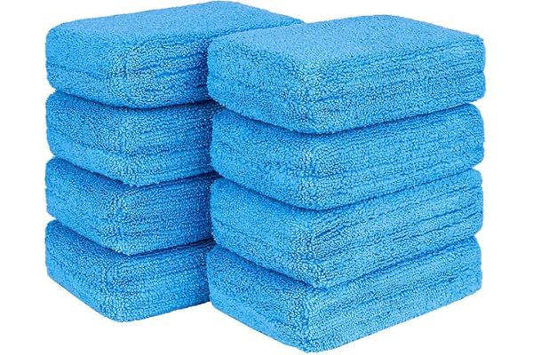 HOMEXCEL Blue Microfiber Applicator Pads 8 Pack, Scratch-Free Car Wash Sponge for Cleaning, Premium Wax Foam Applicator Pads
