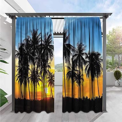 Amazon Com Marilds Holiday Outdoor Blackout Curtains Palm Trees