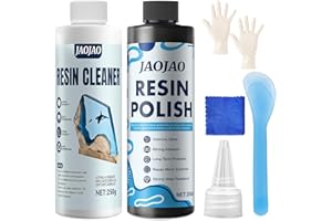 JAOJAO Resin Polish, Resin Cleaner Polishing Kit Use Removes Scratches and Scuffs, Restores Shine Protects Surfaces for Resins Countertops Floors Furniture Crafts 250g+250g