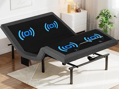 Pipishell Queen Adjustable Bed Frame with Massage, Electric Bed Base with Head & Foot Incline, USB-A & USB-C Ports, LED Under-Bed Lighting, 4 Leg Height Options, and Easy 3-Step Assembly