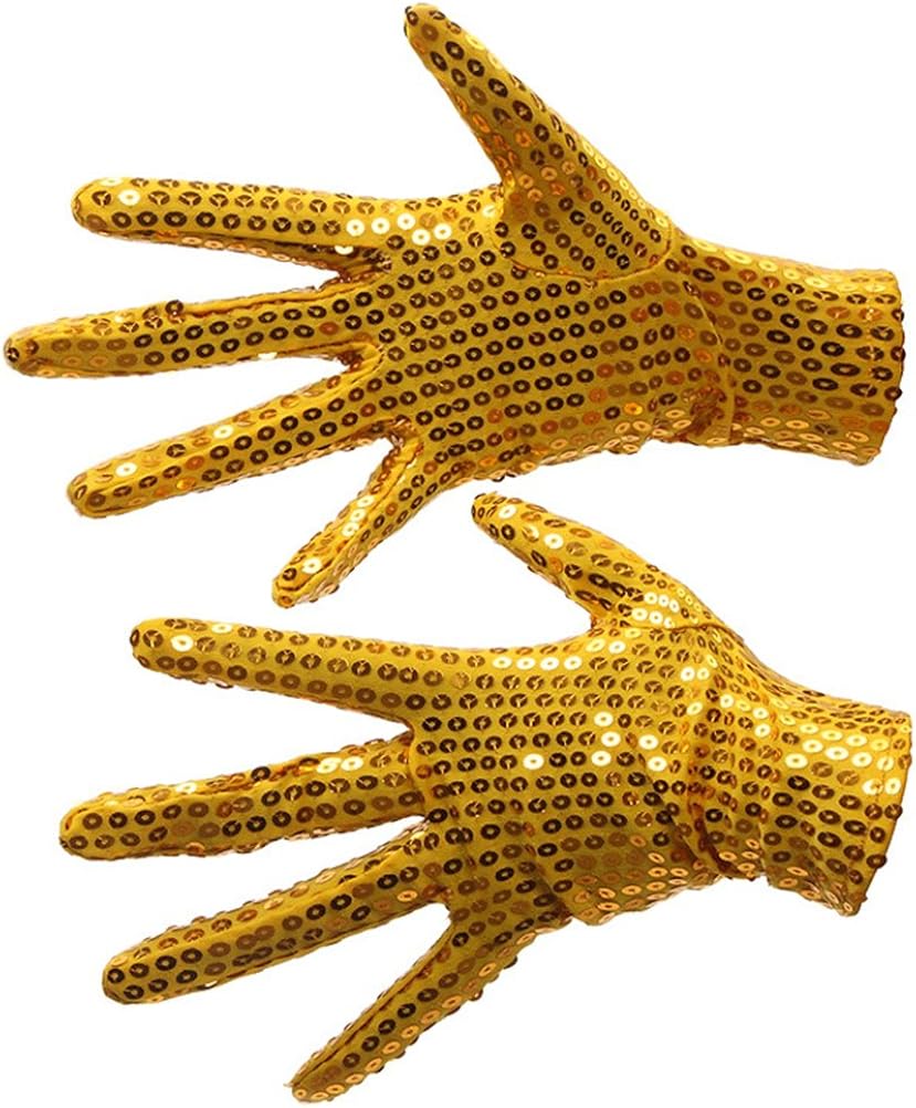 OULII Sequins Gloves Bling Costume Gloves for Cosplay Dance Stage