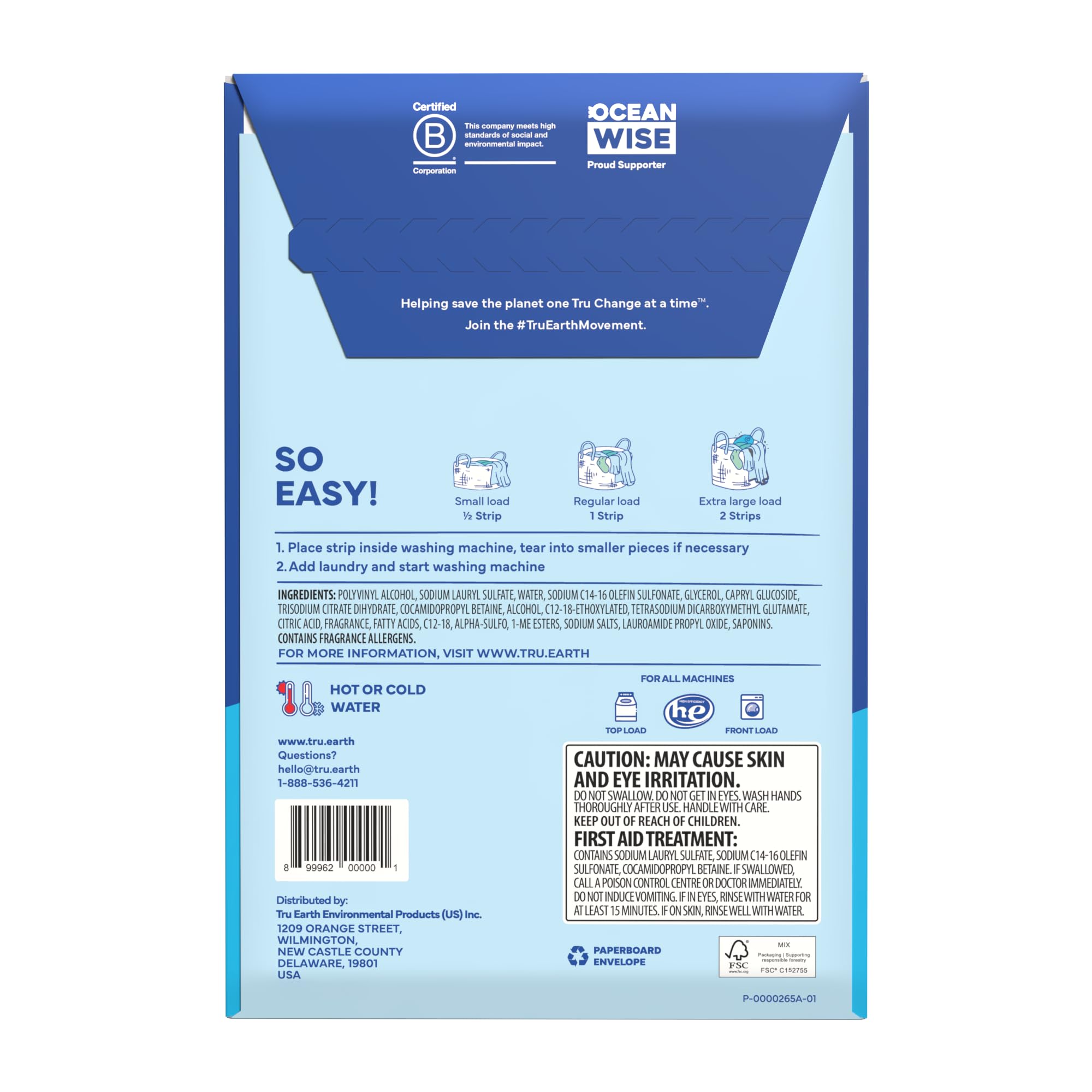 Tru Earth Eco-friendly, Biodegradable, Zero Waste, Cruelty-Free Laundry Detergent Sheets/Eco-Strips for Sensitive Skin, 32 Count (Up to 64 Loads), Fresh Linen Scent