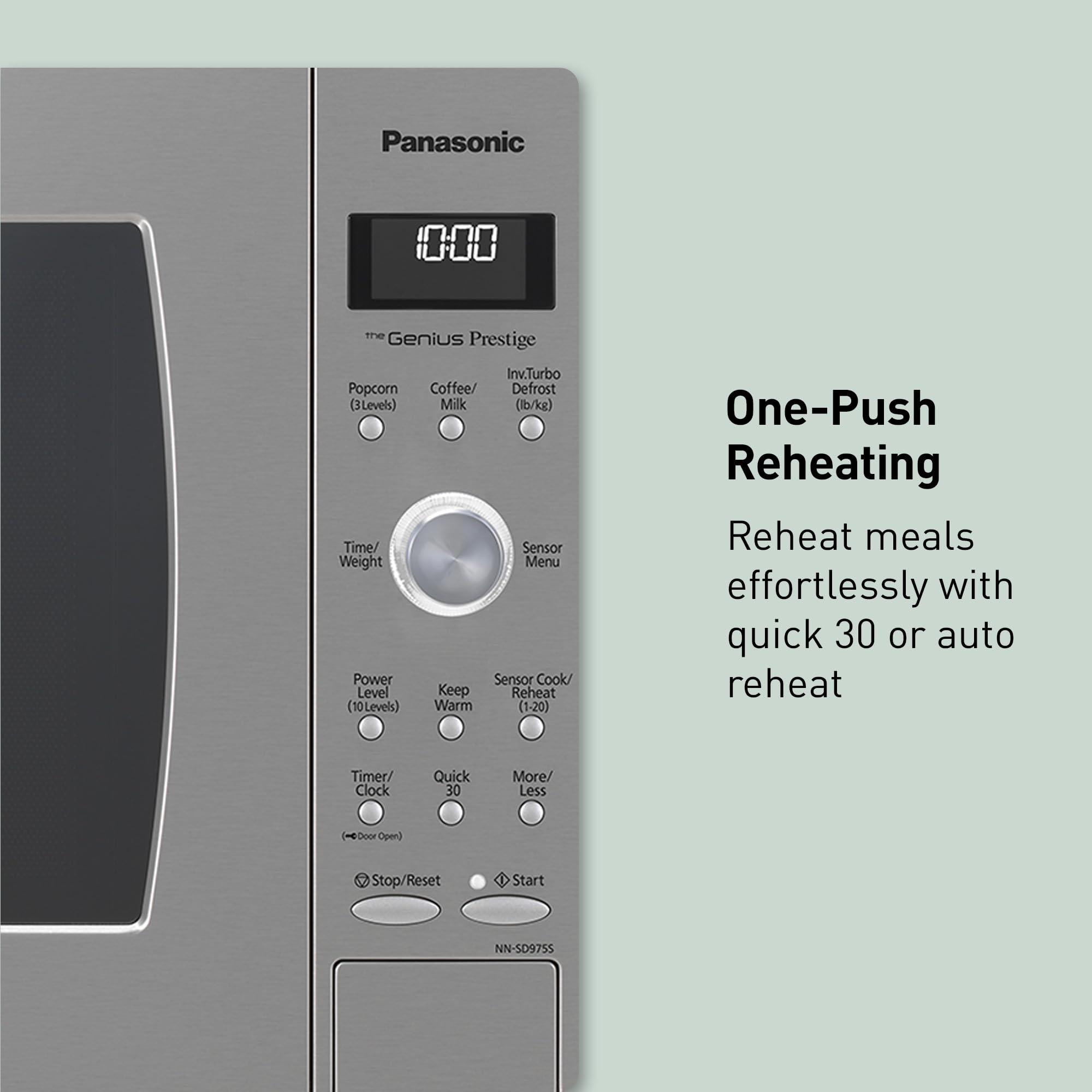 Panasonic Oven with Cyclonic Wave Inverter Technology, 1250W, 2.2 cu.ft. Countertop Microwave with Genius Sensor One-Touch Cooking – NN-SD975S (Stainless Steel/Silver), Stainless