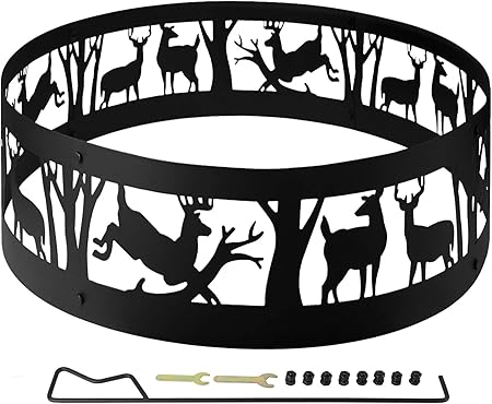 Amazon Com Inno Stage 36 Thick Metal Fire Pit Ring For Outdoor Camping Living Wilderness Heavy Duty Bonfire Liner For Campfire Wood Burning With Extra Poker And Portable Carrying Bag Garden