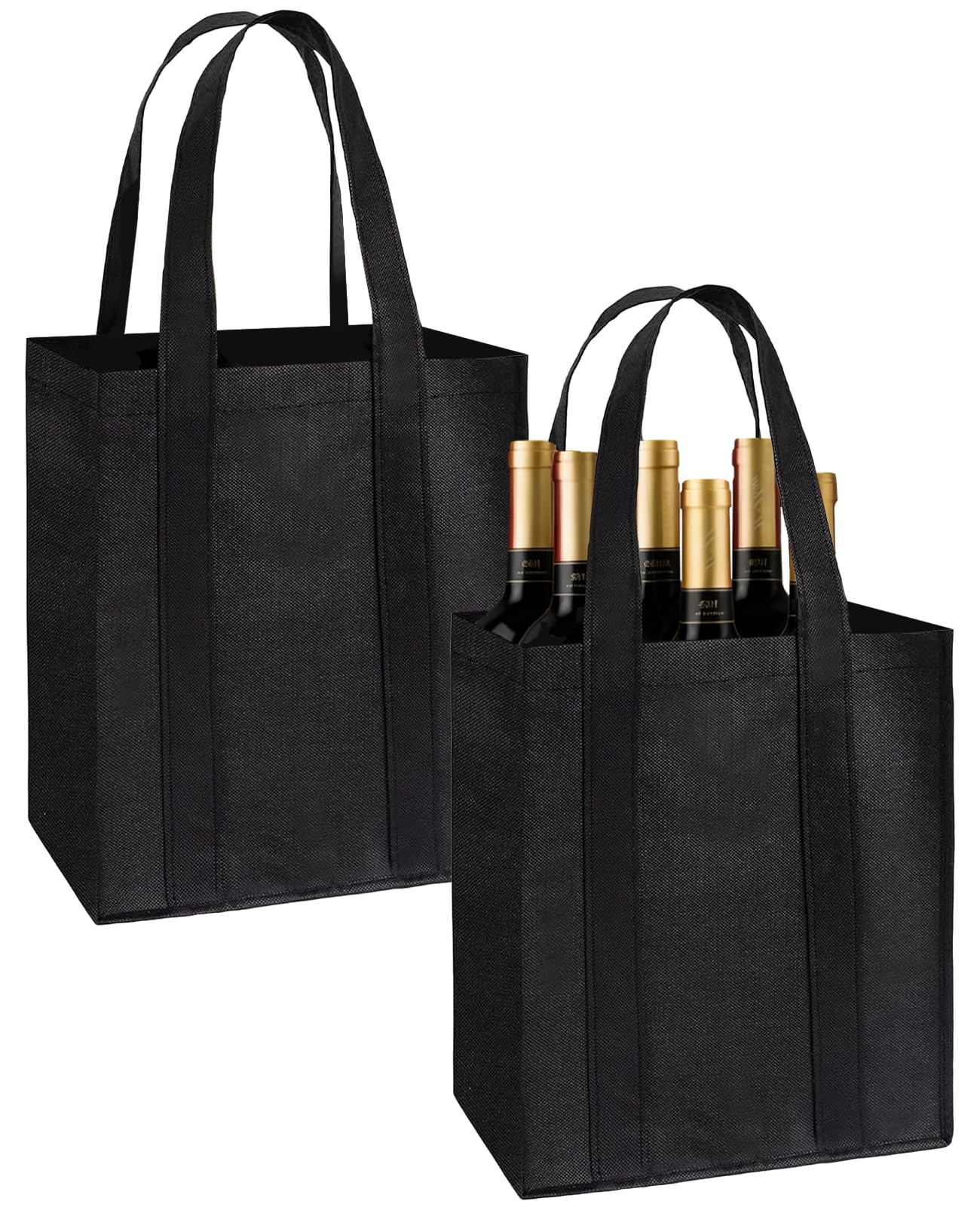 Benaewa 2 Pcs Bottle Carrier, Reusable 6 Bottles Wine Carrier Bag with Carry Handle for Beer, Champagne(31x25x 18cm)
