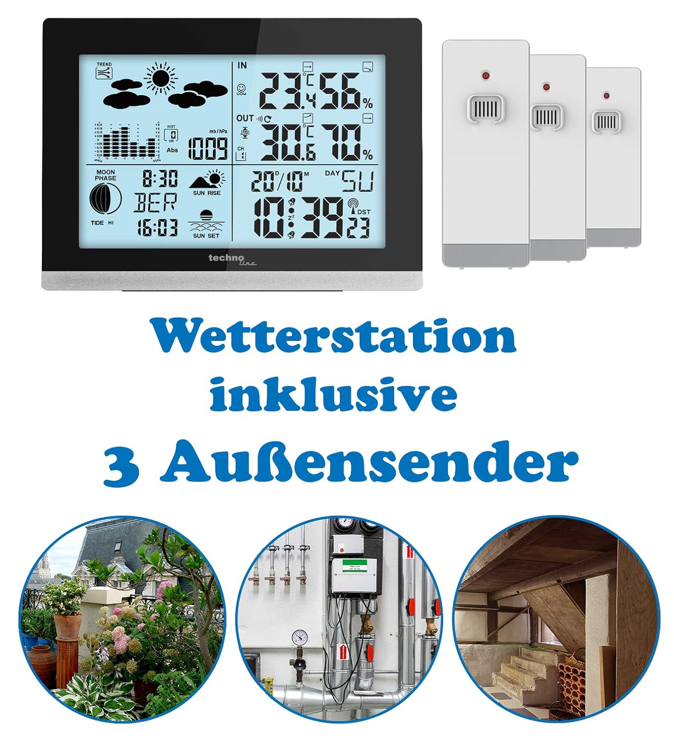 Technoline Set WS6762 SETWS6762+2xTX205DTH-IT Black Station White Transmitter - Image 4