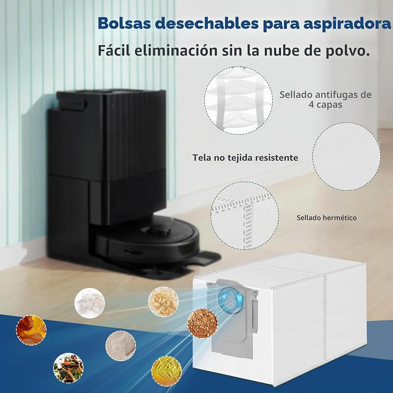 Accesorios para Roborock Qrevo Pro,Qrevo S Aspiradora,1 Cepillo Principal,2 Filtros HEPA,6 Bolsas para el Polvo,4 Toallitas,4 Cepillos Laterales (Negro),1 Cepillo,1 Destornillador — foto 5 de 8