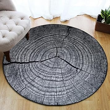 Orpersist Tapis Rond Gris Foncé Souche Darbre Motif