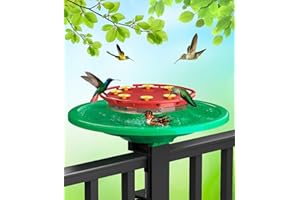 NEEPECIKO Hummingbird Feeders Outdoors Bird Feeder - Big Ant Moat Perch with 8 Bee Guard Feeding Ports, Adjustable C-Clamp Stand, 13 oz for Outside Garden Yard