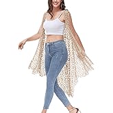 Anna-Kaci Boho Crochet Long Vest Top for Women Sleeveless Lace Cardigan Kimono Swimwear Cover Ups