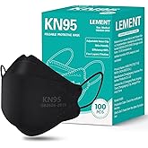 LEMENT KN95 Face Masks 100 Pack,Breathable Black Disposable Face Masks For Adult,Teenager
