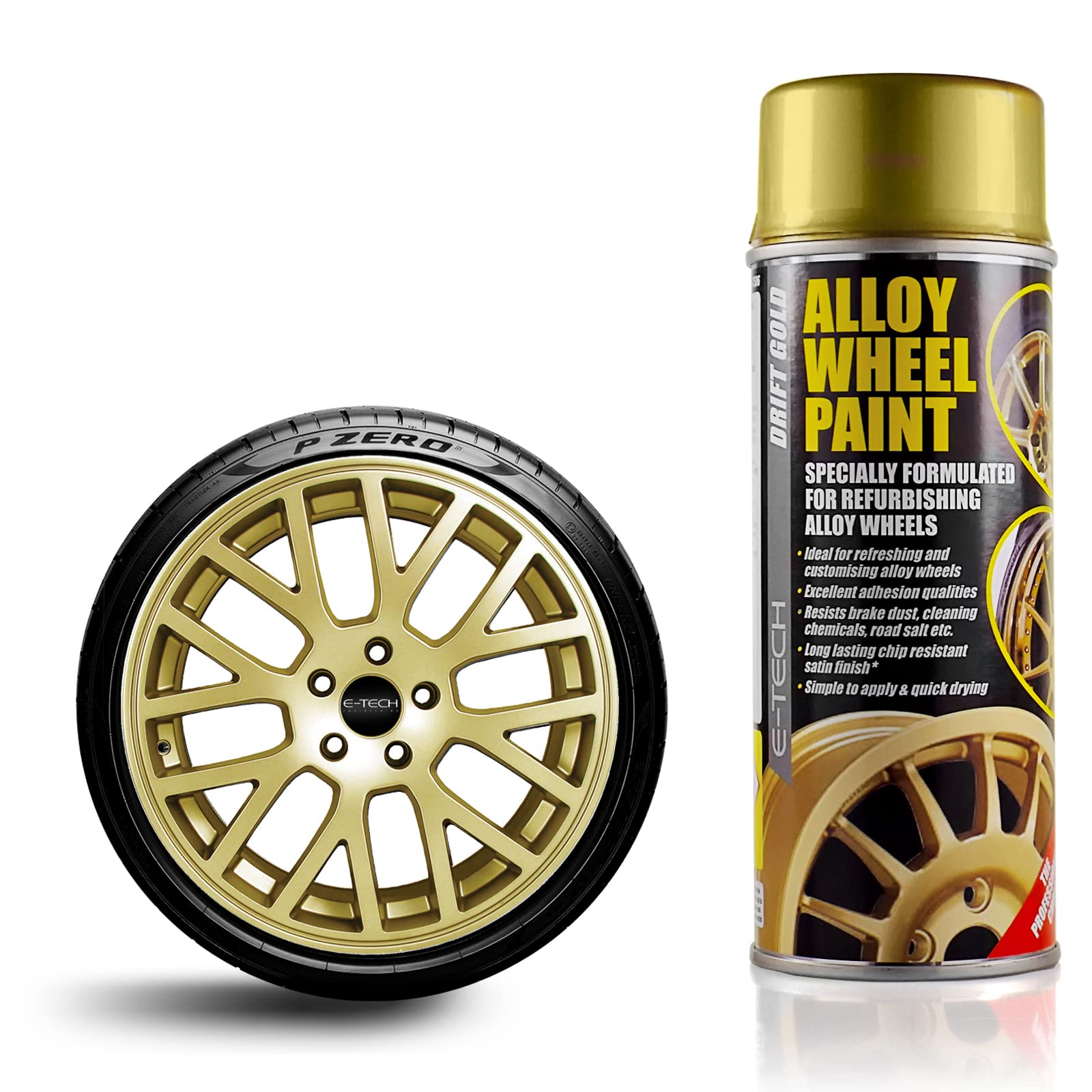 E-TECH DRIFT Gold Chip Resistant Alloy Wheel Paint 400ml