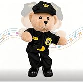 Singing Dancing Police Teddy Bear, Plays Bad Boys Song, Stuffed Animal, 14" | Musical interactive stuffed animal and plush cop toy for kids, police officer gifts, birthdays, Christmas and holidays