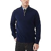 Kallspin Men's Quarter Zip Sweater Pullover Pure Cotton Long Sleeve Sweater Knit Lightweight Casual Business Style