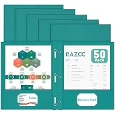 75 Pack Two Pocket Folders With Prongs - Turquoise, Letter Size, 3 Prongs, For School Office Home
