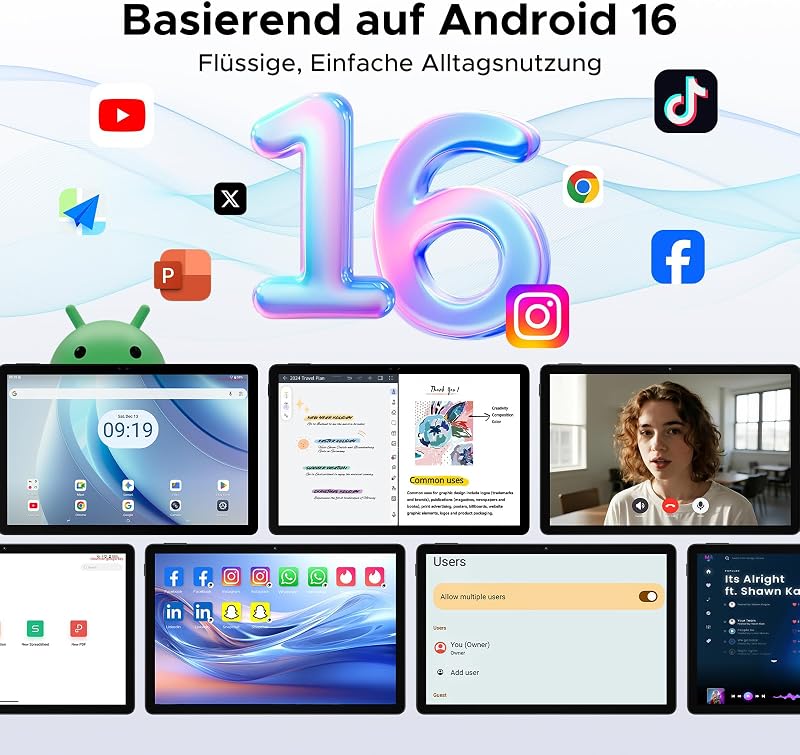 P11 Tablet 11 Zoll  Android 16, 48GB RAM+128GB ROM, T7250, Schwarz — Foto 6 von 8