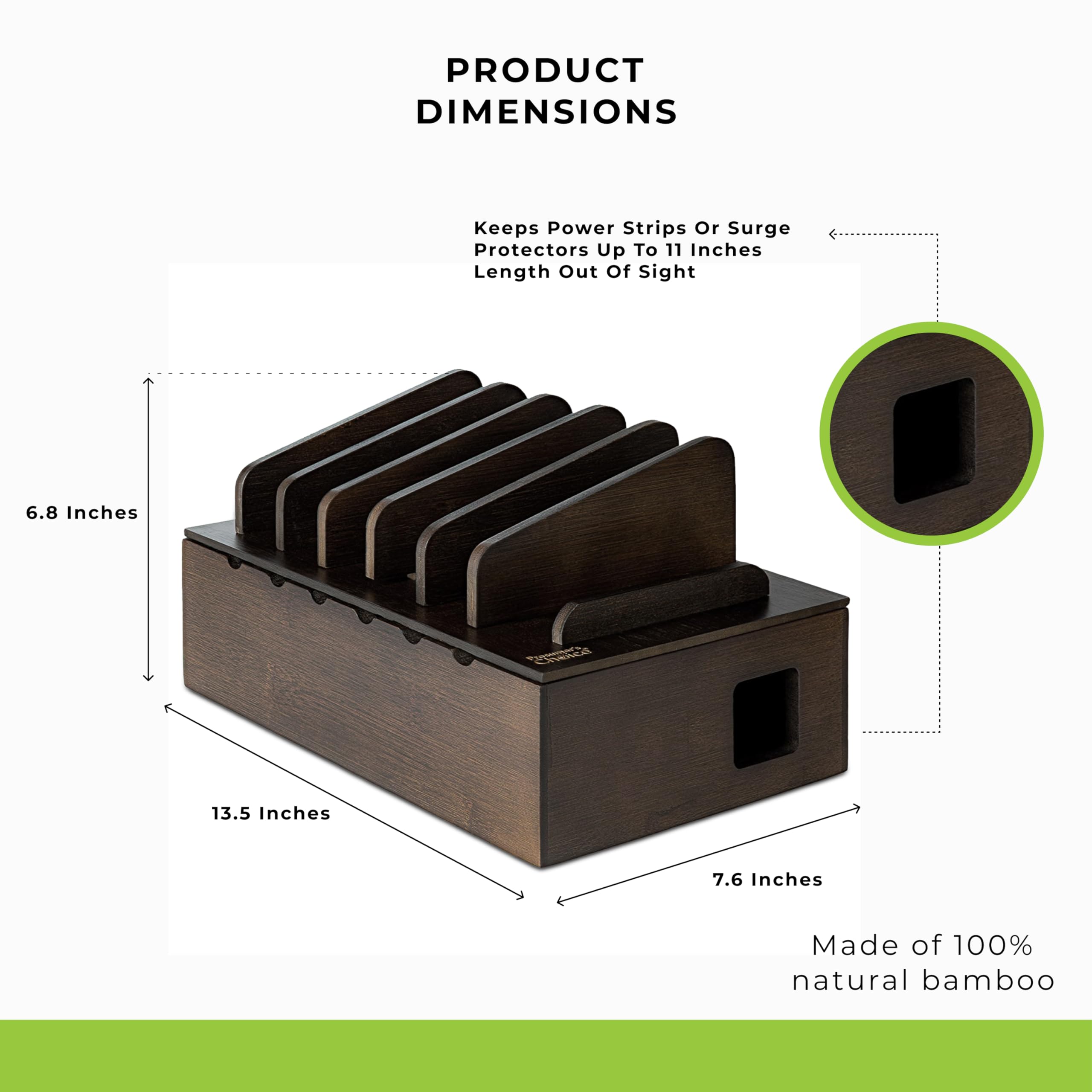 Prosumer's Choice Multi Device Charging Station - Desktop Charging Dock and Organizer for Multiple Devices - Wooden Charger Station for Home Office - Fits 6 Phones, Tablets, Electronics - Dark Brown