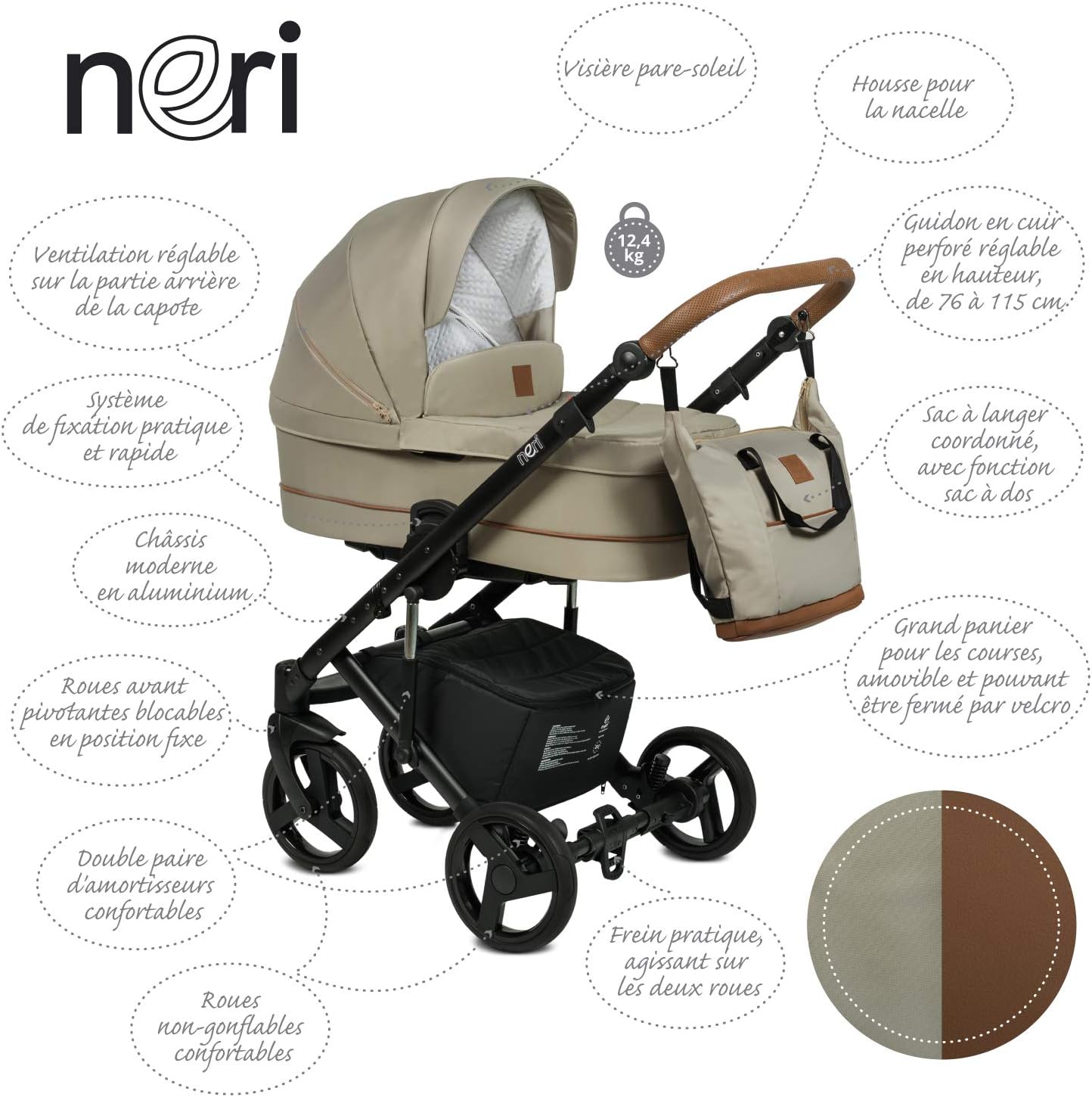 poussette combinée trio 3 en 1 neri