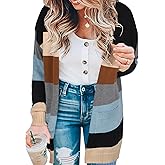 ECOWISH Women Cardigan Sweaters Long Floral Striped Winter Fall Long Sleeve Open Front Cozy Knitted Daisy Fuzzy Coats Outwear