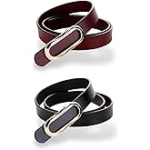 Women's Leather Belts Durable Waist Belt Oval Solid Gold Buckle Width 0.80" Waistband For Pants, Jeans