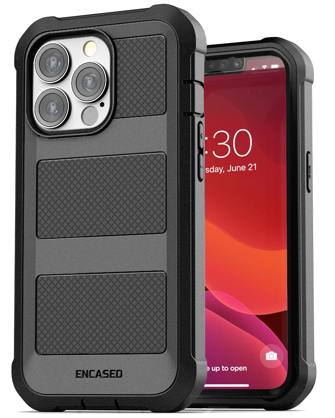 Encased FalconShield Compatible with Magsafe iPhone 13 PRO MAX Case with Shockproof Built-in Screen Protector (Black) — image 1