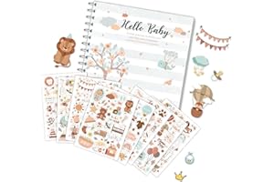Baby Memory Book with Sticker for Boy or Girl Gender Neutral Journal Scrapbook Photo Album for First Year Guided Baby Memory 